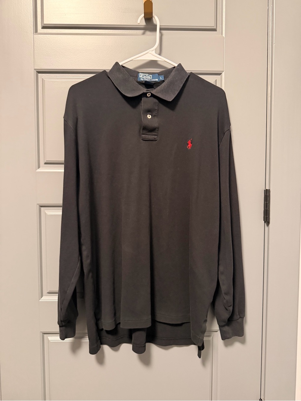 Polo Ralph Lauren Men’s Black Long-Sleeve Polo with Red Pony LARGE